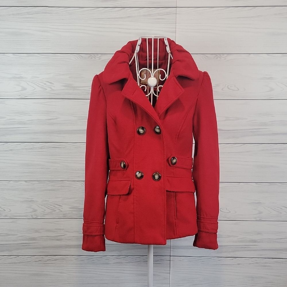 Pink Envelope Red Double-Breasted Coat Womens Size M